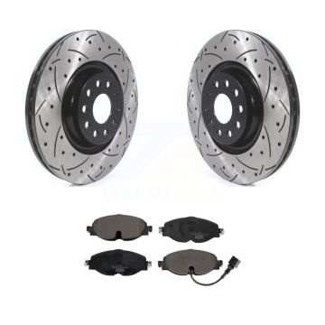 Front Coat Drill Slot Disc Brake Rotors Ceramic Pad Kit For Volkswagen Golf Jetta Audi A3 KDT-100645