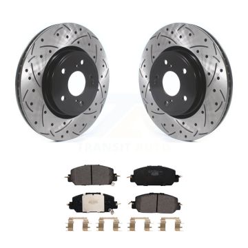 Front Coated Drilled Slotted Disc Brake Rotors And Ceramic Pads Kit For Honda CR-V HR-V KDT-100653