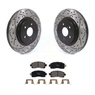 Front Coated Drilled Slot Disc Brake Rotor & Ceramic Pad Kit For Subaru Crosstrek Impreza KDT-100654