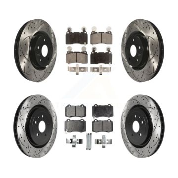 Front Rear Drill Slot Disc Brake Rotors Ceramic Pad Kit For 2010-2015 Chevrolet Camaro SS KDT-100658