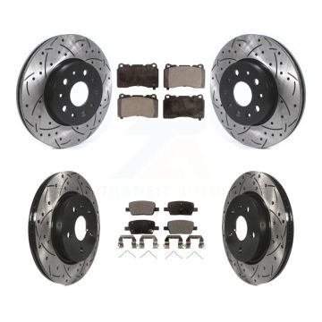Front Rear Drill Slot Disc Brake Rotors Ceramic Pad Kit For Chevrolet Camaro Cadillac CT6 KDT-100662