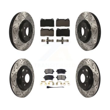 Front Rear Coat Drill Slot Disc Brake Rotors Ceramic Pad Kit For 2016 Audi Q5 FLEX engine KDT-100674
