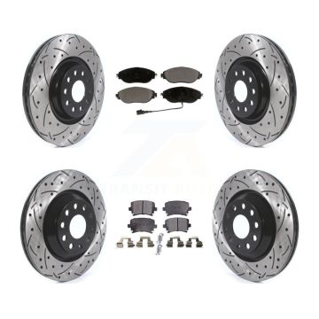 Front Rear Coated Drilled Slotted Disc Brake Rotor And Ceramic Pad Kit For Volkswagen GTI KDT-100678