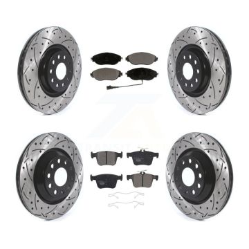 Front Rear Drill Slot Brake Rotor Ceramic Pad Kit For Audi Q3 Volkswagen Golf R Arteon S3 KDT-100679
