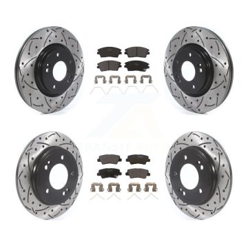 Front Rear Drill Slot Disc Brake Rotor Ceramic Pad Kit For 2017-2020 Hyundai Elantra 1.6L KDT-100684