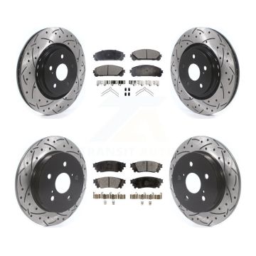 Front Rear Coated Drill Slot Disc Brake Rotor Ceramic Pad Kit For Toyota Camry Avalon TRD KDT-100687