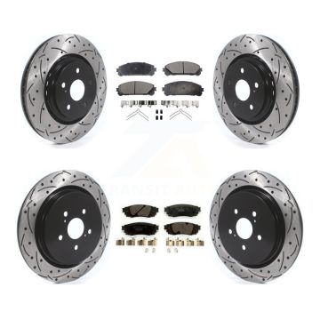 Front Rear Drilled Slot Brake Rotor Ceramic Pad Kit For Lexus RX350 RX450h RX350L RX450hL KDT-100688