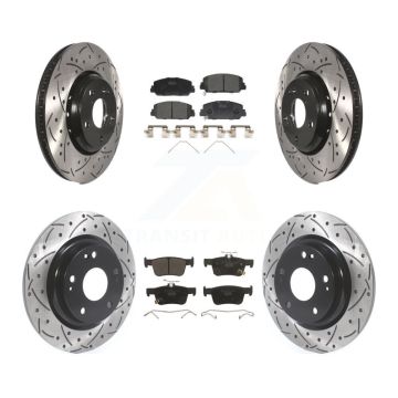 Front Rear Coated Drilled Slotted Disc Brake Rotors And Ceramic Pads Kit For Honda Civic KDT-100689