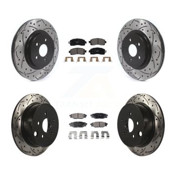 Front Rear Coat Drill Slot Disc Brake Rotors Ceramic Pad Kit For Subaru Crosstrek Impreza KDT-100694