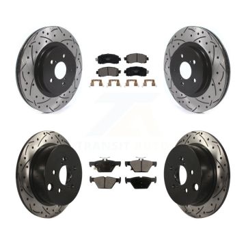 Front Rear Coated Drilled Slotted Disc Brake Rotor & Ceramic Pad Kit For Subaru Crosstrek KDT-100695