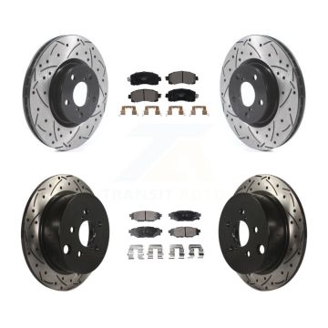 Front Rear Coated Drilled Slotted Disc Brake Rotor And Ceramic Pad Kit For Subaru Impreza KDT-100696