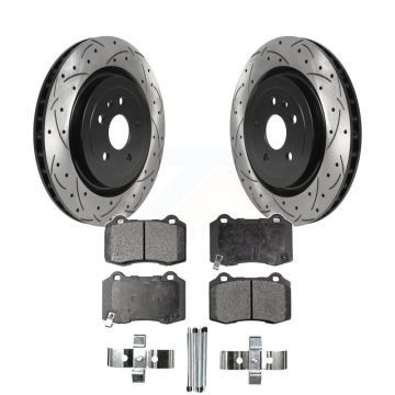 Rear Coated Drill Slot Disc Brake Rotor Ceramic Pad Kit For Chevrolet Camaro Cadillac CTS KDT-100697