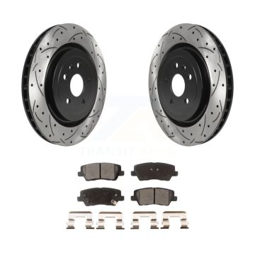 Rear Coated Drilled Slotted Disc Brake Rotor & Ceramic Pad Kit For 2015 Cadillac CTS 6.2L KDT-100699