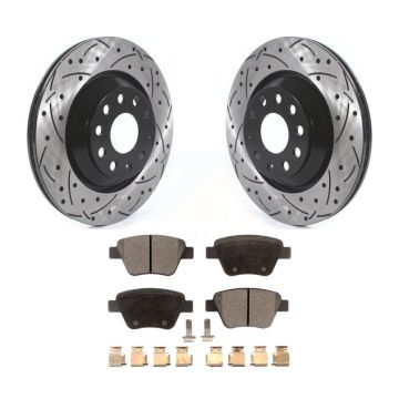 Rear Coat Drill Slot Disc Brake Rotors Ceramic Pad Kit For Volkswagen GTI Audi A3 Quattro KDT-100701