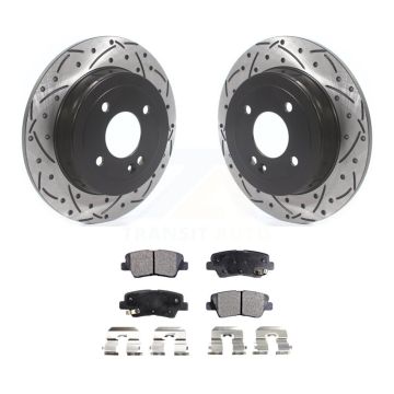 Rear Coated Drilled Slotted Disc Brake Rotor & Ceramic Pad Kit For Hyundai Accent Kia Rio KDT-100705