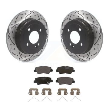 Rear Coated Drilled Slotted Disc Brake Rotor & Ceramic Pad Kit For Kia Rio Hyundai Accent KDT-100706
