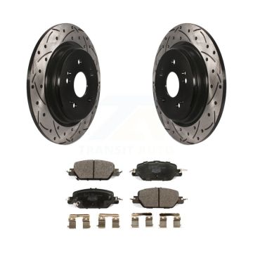 Rear Coated Drilled Slotted Disc Brake Rotor And Ceramic Pad Kit For 2017-2024 Honda CR-V KDT-100709