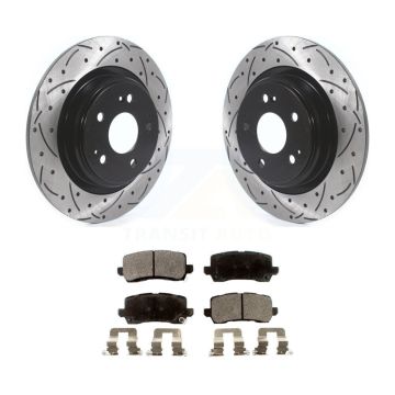 Rear Coated Drilled Slotted Disc Brake Rotors And Ceramic Pad Kit For 2017-2020 Acura MDX KDT-100710