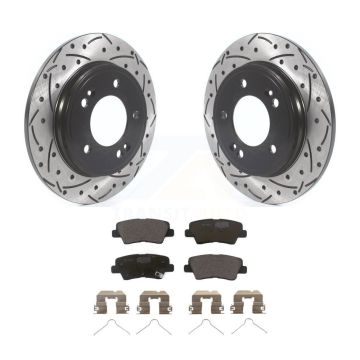 Rear Coat Drill Slot Disc Brake Rotors Ceramic Pad Kit For Hyundai Elantra Kia Niro Ioniq KDT-100711