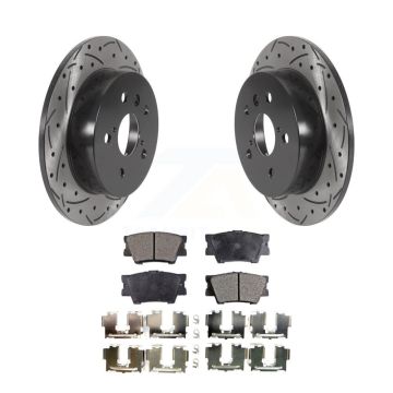 Rear Coated Drilled Slotted Disc Brake Rotors And Ceramic Pads Kit For Toyota Camry KDT-100712