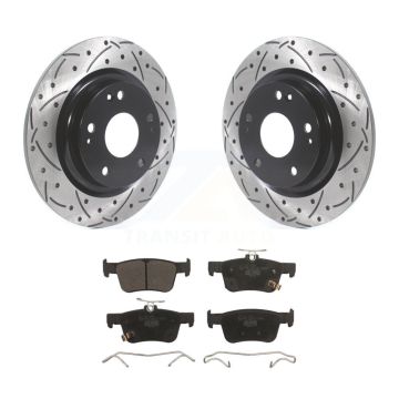 Rear Coated Drilled Slotted Disc Brake Rotors And Ceramic Pads Kit For Honda Civic KDT-100713