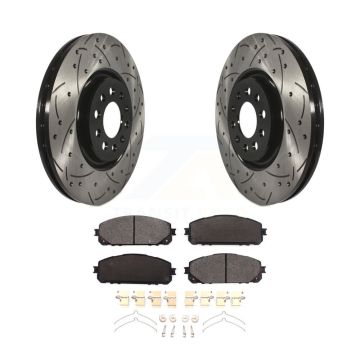 Front Drilled Slot Brake Rotor Ceramic Pad Kit For Jeep Cherokee With Dual Piston Caliper KDT-100715