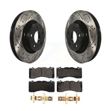 Front Drill Slot Brake Rotors Ceramic Pad Kit For 2015 Ford Mustang V6 With Brembo Brakes KDT-100723
