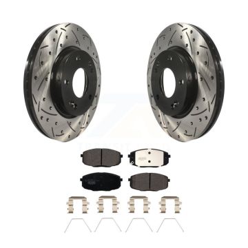 Front Drilled Slot Brake Rotors Ceramic Pad Kit For Kia Hyundai Kona Forte Soul Seltos GT KDT-100726