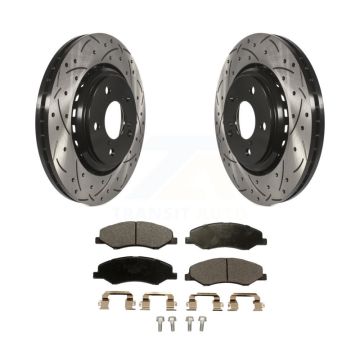Front Coated Drilled Slotted Disc Brake Rotor Ceramic Pad Kit For 2018-2023 Honda Odyssey KDT-100728