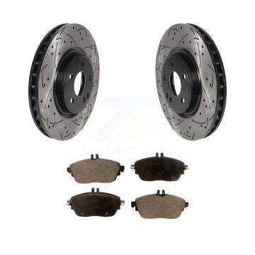 Front Drill Slot Brake Rotors Ceramic Pad Kit For Mercedes-Benz GLA250 CLA250 B250 QX30 B KDT-100729
