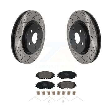 Front Drilled Slot Brake Rotors Ceramic Pad Kit For Toyota RAV4 Camry Corolla Cross Lexus KDT-100733