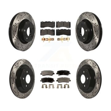 Front Rear Drill Slot Brake Rotors Ceramic Pad Kit For 15 Ford Mustang With Brembo Brakes KDT-100734