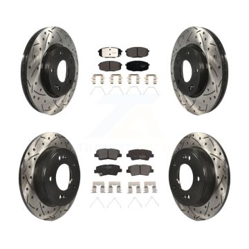 Front Rear Drill Slot Brake Rotor Ceramic Pad Kit For Kia Hyundai Kona Forte Soul Elantra KDT-100738