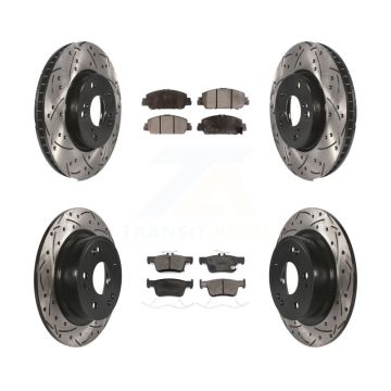 Front Rear Coated Drilled Slotted Disc Brake Rotors And Ceramic Pads Kit For Honda Accord KDT-100739