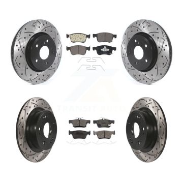 Front Rear Coated Drilled Slotted Disc Brake Rotors And Ceramic Pads Kit For Honda Accord KDT-100743