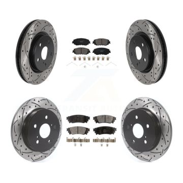 Front Rear Drilled Slot Brake Rotor & Ceramic Pad Kit For Toyota RAV4 Camry Corolla Cross KDT-100744