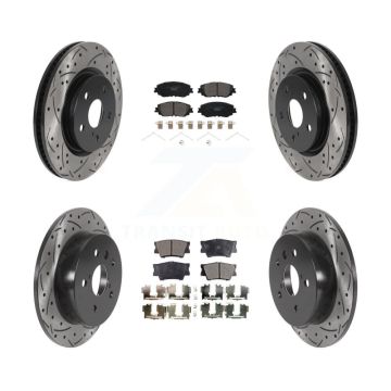 Front Rear Coated Drilled Slotted Disc Brake Rotors And Ceramic Pads Kit For Toyota Camry KDT-100745