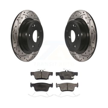 Rear Coated Drilled Slotted Disc Brake Rotor & Ceramic Pad Kit For 2018-2022 Honda Accord KDT-100746