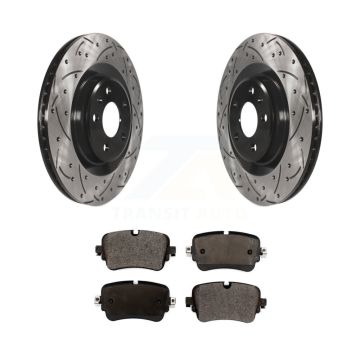 Rear Drilled Slot Brake Rotors Ceramic Pad Kit For Audi Q7 With 330mm Diameter Rotor KDT-100747