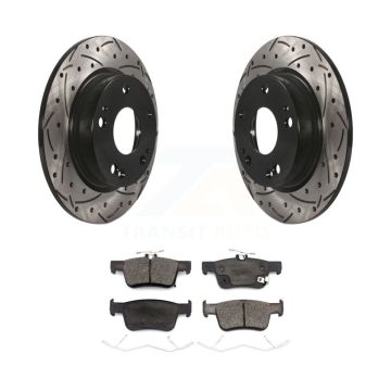 Rear Coated Drilled Slotted Disc Brake Rotors And Ceramic Pad Kit For Honda Civic Insight KDT-100748
