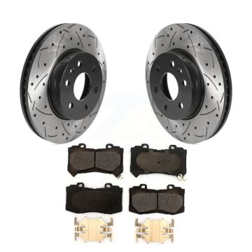 Front Drill Slot Brake Rotors Ceramic Pad Kit For 2015-2020 Chevrolet Colorado GMC Canyon KDT-100761