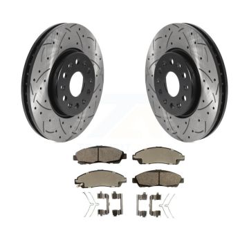 Front Drill Slot Disc Brake Rotor Ceramic Pad Kit For Chevrolet Traverse GMC Acadia Buick KDT-100762