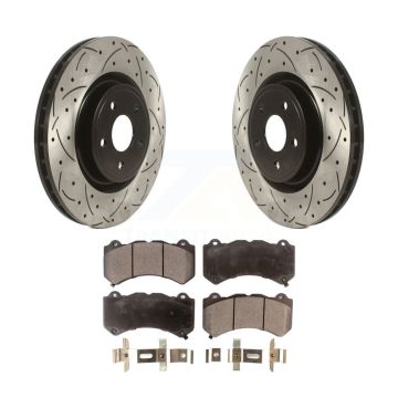 Front Drilled Slot Disc Brake Rotor Ceramic Pad Kit For Jeep Grand Cherokee Dodge Durango KDT-100764