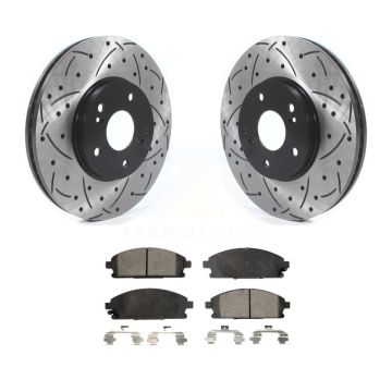 Front Coated Drilled Slotted Disc Brake Rotor And Ceramic Pad Kit For 2003-2006 Acura MDX KDT-100769