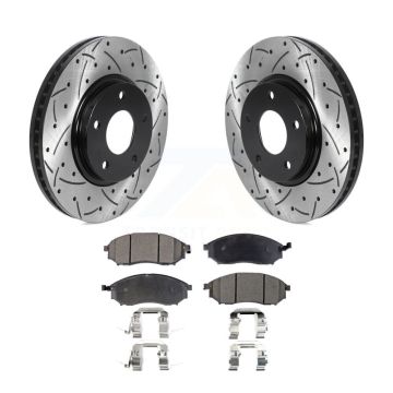 Front Coated Drilled Slotted Disc Brake Rotors And Ceramic Pads Kit For INFINITI Q45 M45 KDT-100776
