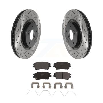 Front Drill Slot Disc Brake Rotor Ceramic Pad Kit For 2017-2022 Kia Sportage Turbocharged KDT-100795
