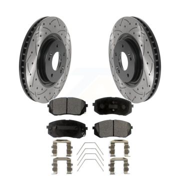 Front Coated Drilled Slot Disc Brake Rotors Ceramic Pad Kit For Hyundai Sonata Kia Optima KDT-100796