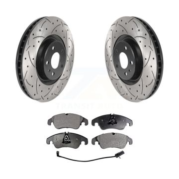 Front Drill Slot Brake Rotors Ceramic Pad Kit For Audi A6 With 356mm Diameter Rotor KDT-100797