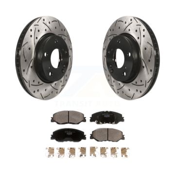 Front Coated Drilled Slotted Disc Brake Rotor And Ceramic Pad Kit For Honda Civic Insight KDT-100805