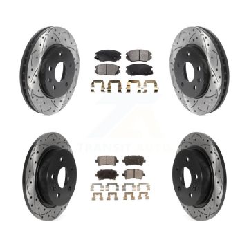 Front Rear Coat Drill Slot Disc Brake Rotors Ceramic Pad Kit For Chevrolet Malibu Limited KDT-100809
